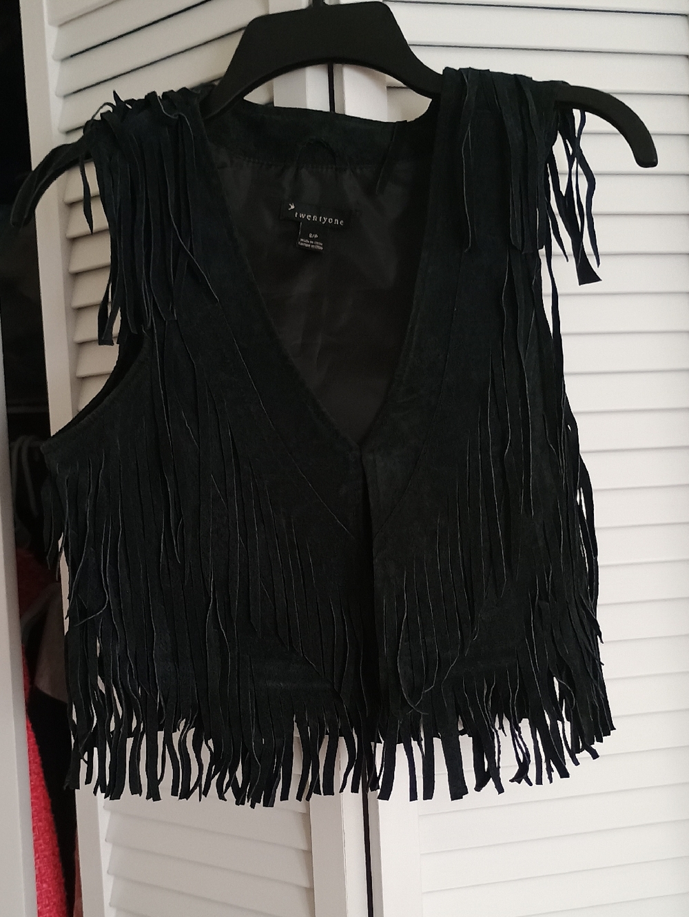 VintageForever 21 Black Suede Fringe Vest